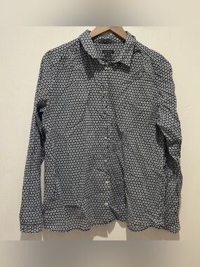 Marc O’Polo Organic Black and White Button Front Collared Blouse Shirt Size 42